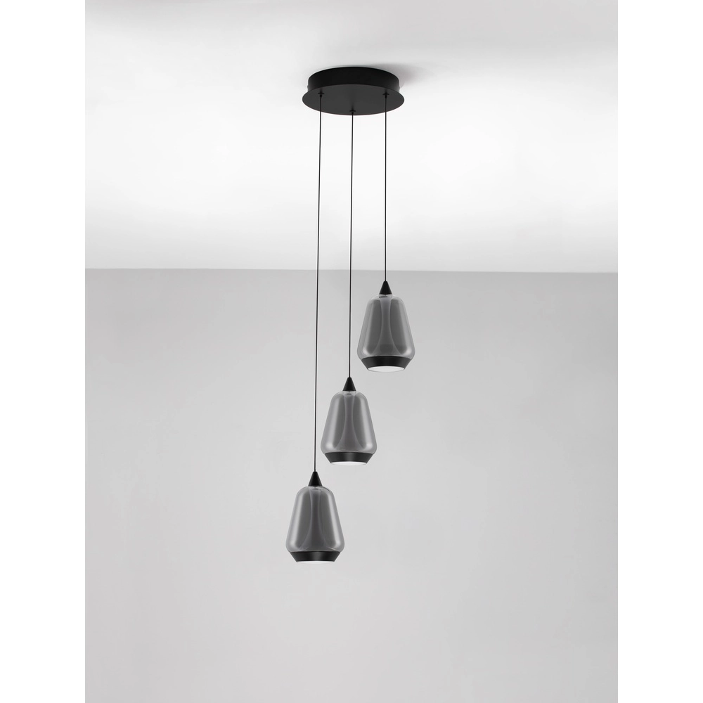 Suspension design Alish Verre fumé à 3 lumières Lyora 5212017477705