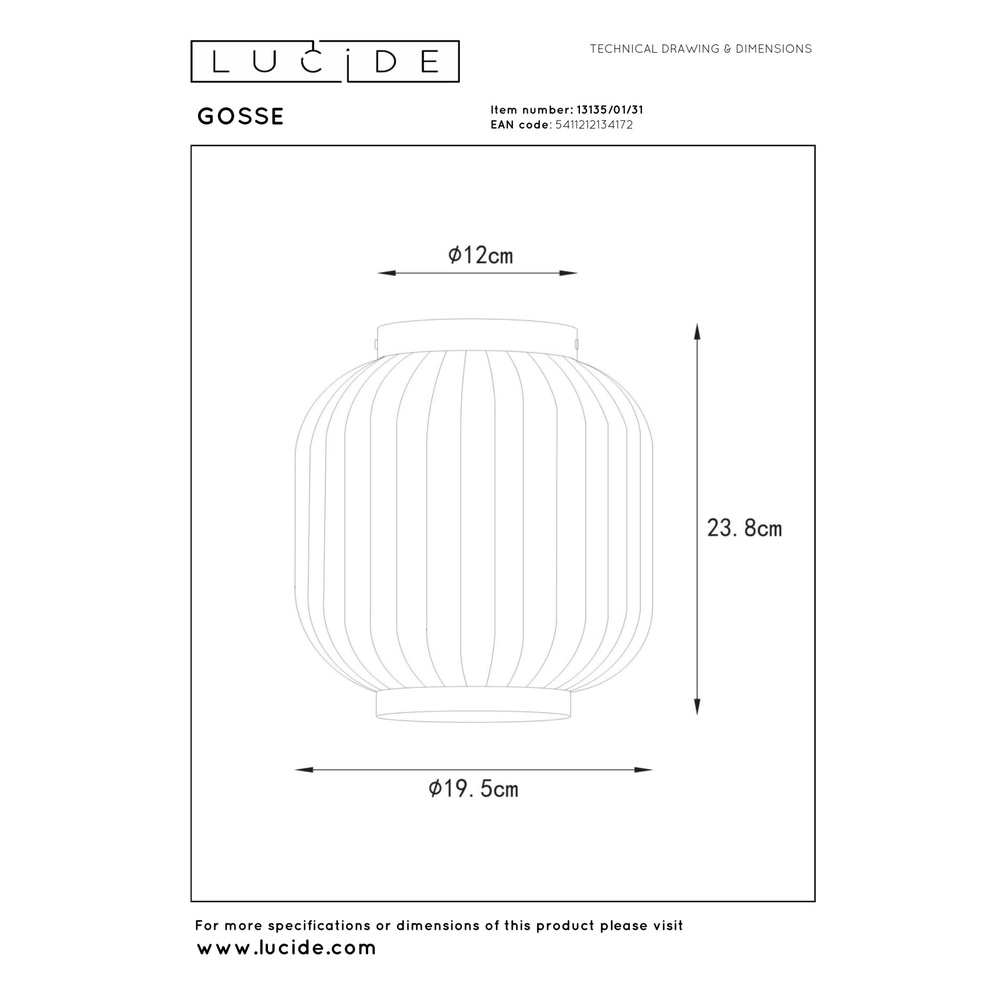 Lampe de plafond à design Gosse Or avec blanc Lucide 5411212134172
