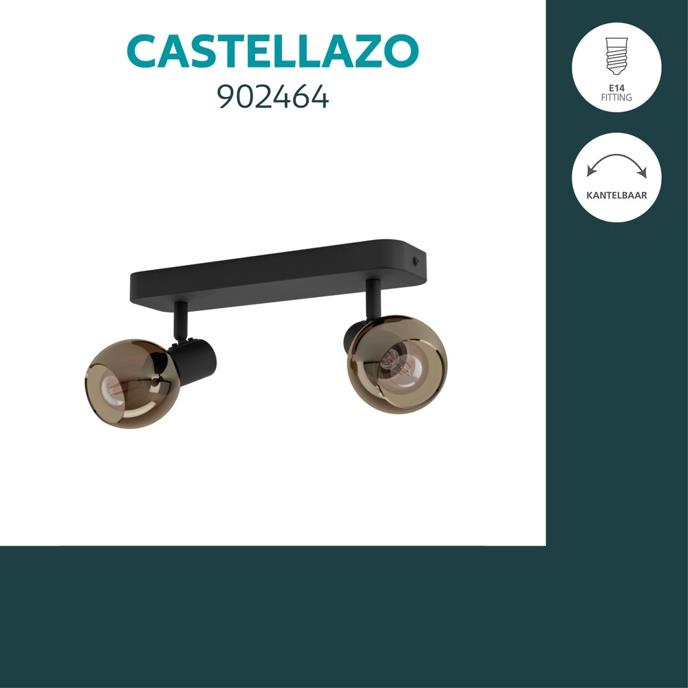 Lampe de plafond Castellazo 2-noir clair Eglo 9008606392094