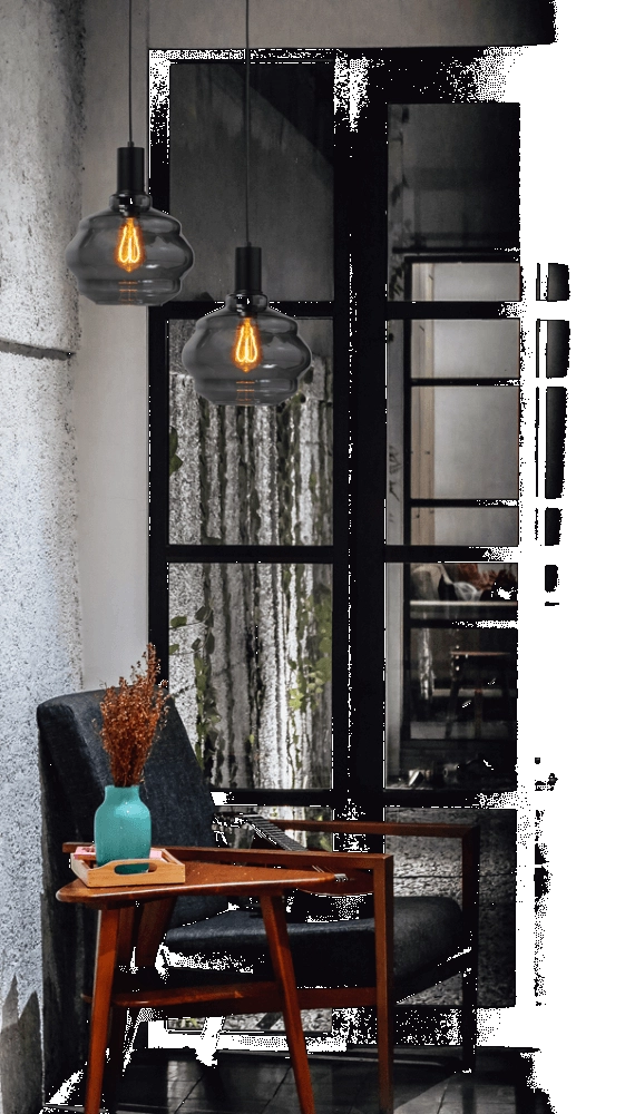 Lampe suspendue noire Porto avec verre fumé Boule - Ø 24cm Masterlight 8718121269283