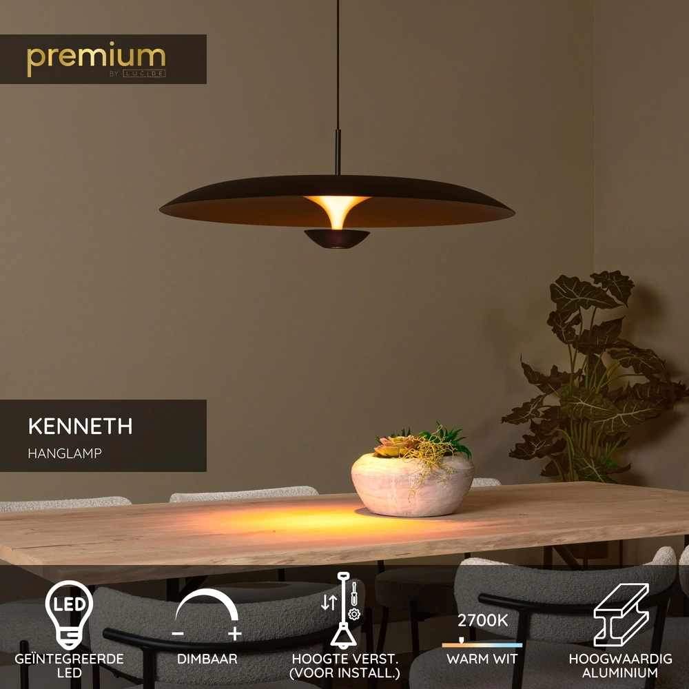 Lampe pendante de conception Kenneth noir Ø 80cm Premium by Lucide 5411212410450