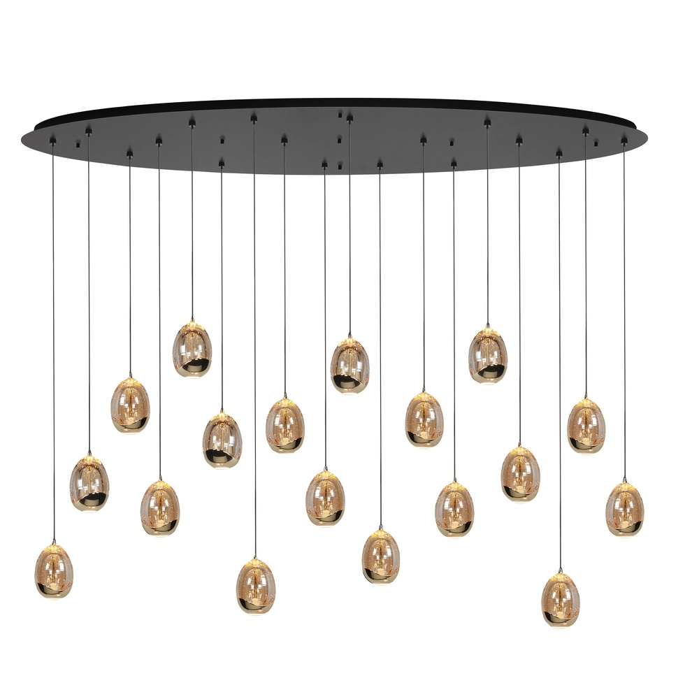 Suspension Golden Egg Noir 18 lumières ovale Suspension Golden Egg Noir 18 lumières ovale