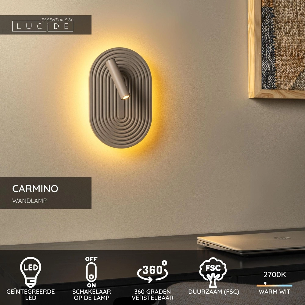 Lampe murale de conception Carmino taupe Lucide 5411212771582