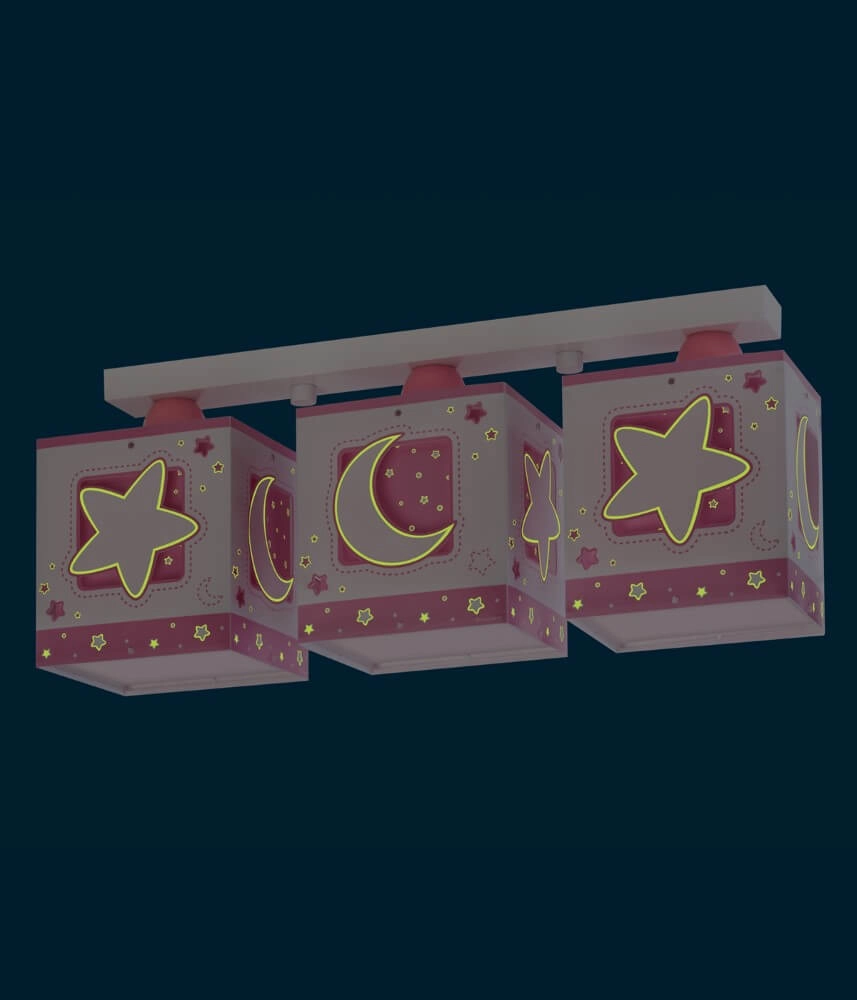 Plafonnier chambre d'enfant Moonlight 3-rose tendre le plus clair Dalber 8420406000411