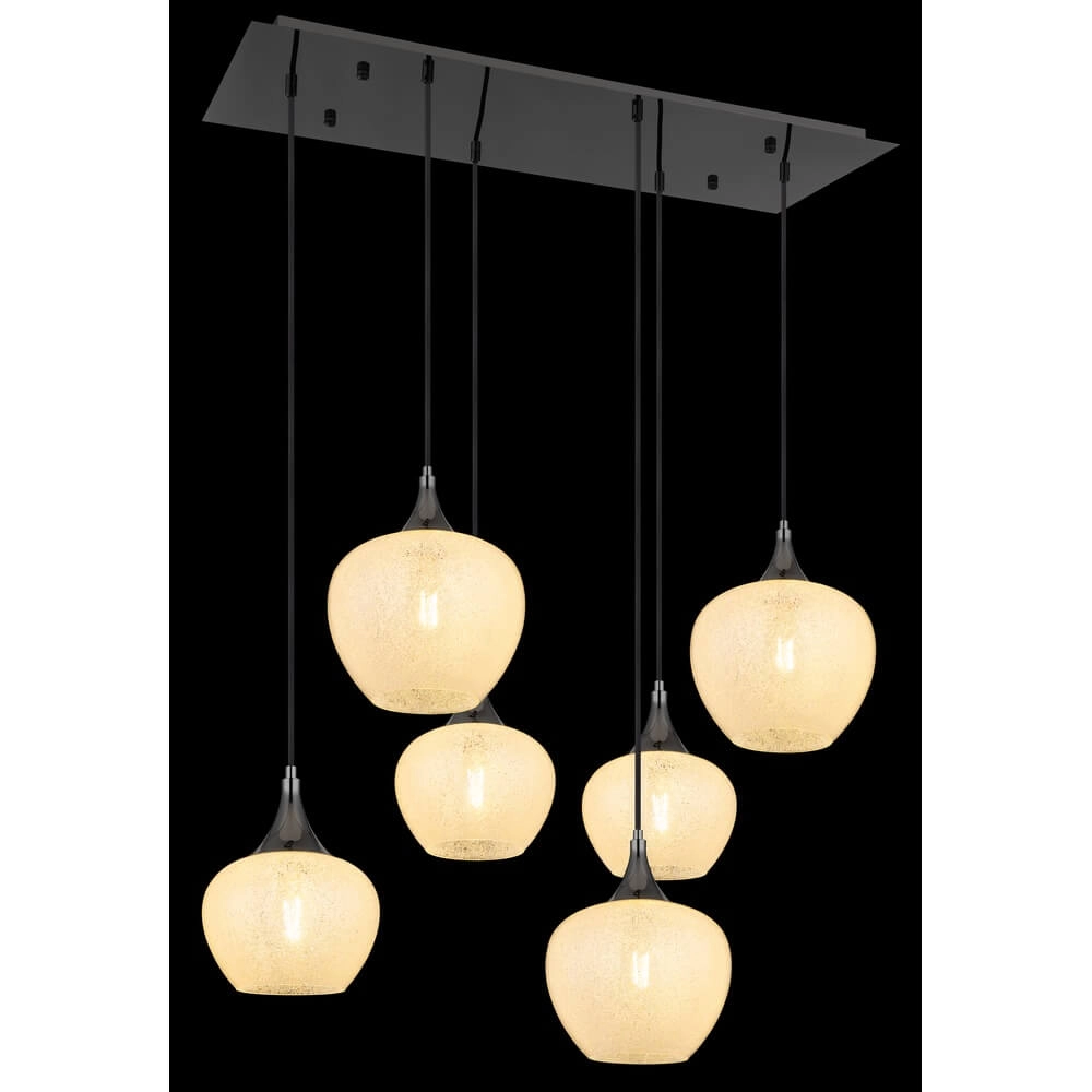 Suspension anthracite Maxy avec verre blanc 6 lumières Globo 9007371453184
