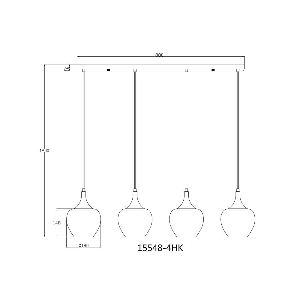 Suspension anthracite Maxy avec verre blanc 4 lumières Globo 9007371456178