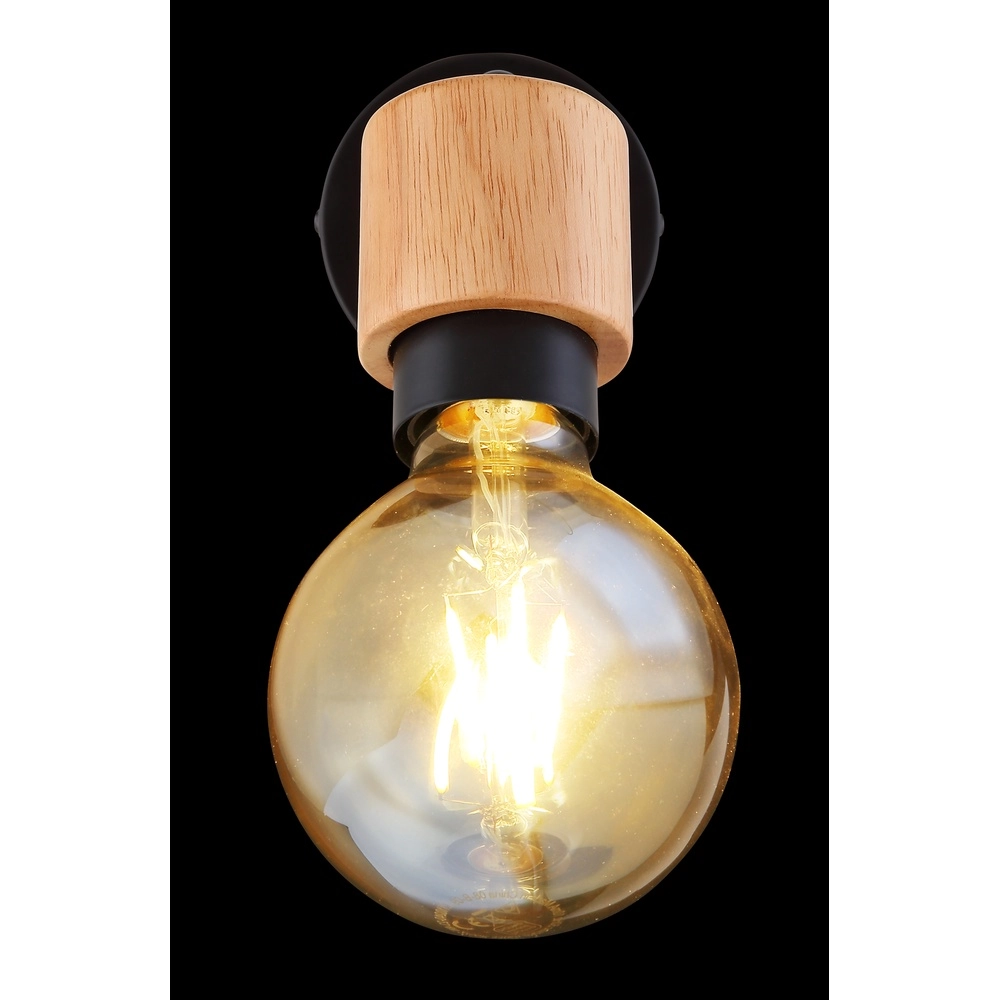Lampe murale Jorna noir avec bois Globo 9007371414277