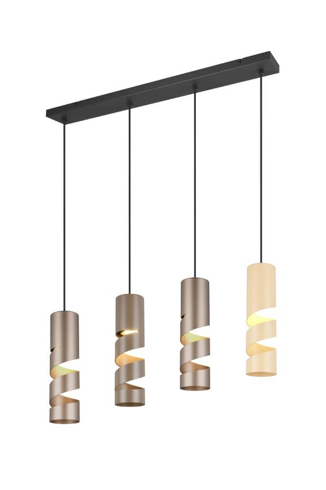 Lampe suspendue tube 4 lumières Stream nuances brunes Lampe suspendue tube 4 lumières Stream nuances brunes
