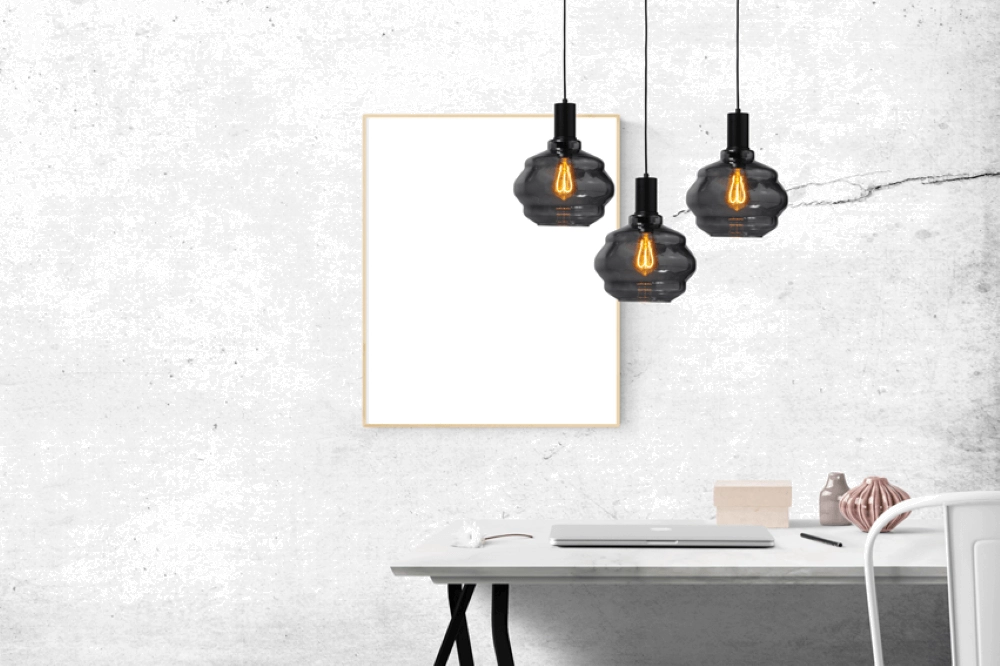 Lampe suspendue noire Porto avec verre fumé Boule - Ø 24cm Masterlight 8718121269283