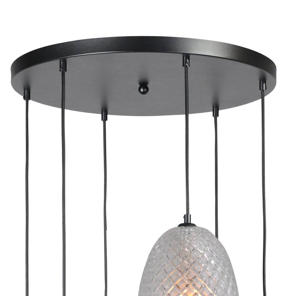 Lampe suspendue noire Pineapple 6 lumières avec verre clair Masterlight 8718121216881