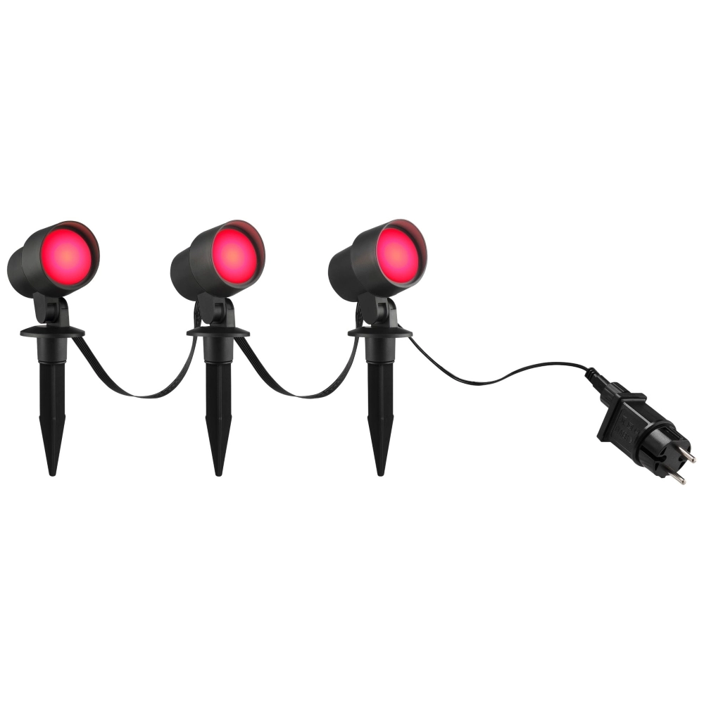 Ensemble de projecteurs à piquet intelligent Kamara RGB - Lot de 3 - avec câble de 3 mètres et prise Brilliant 4004353453717