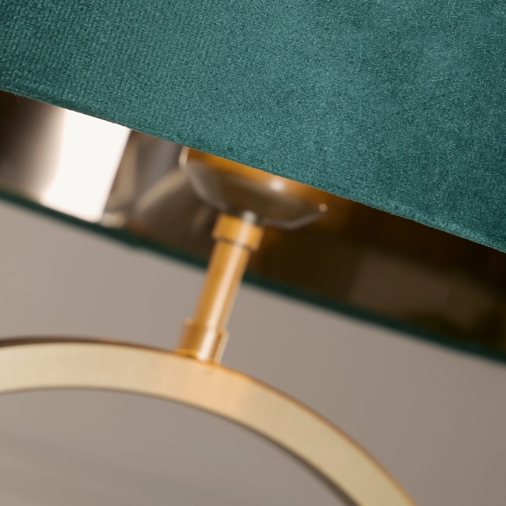 Lampe de table Elegant bronze avec capuchon émeraude Searchlight 5053423305530
