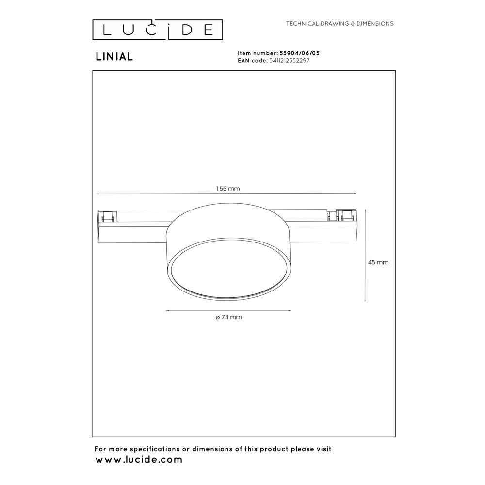 Spot sur piste monophasée Linial Fixt Champagne Premium by Lucide 5411212552297