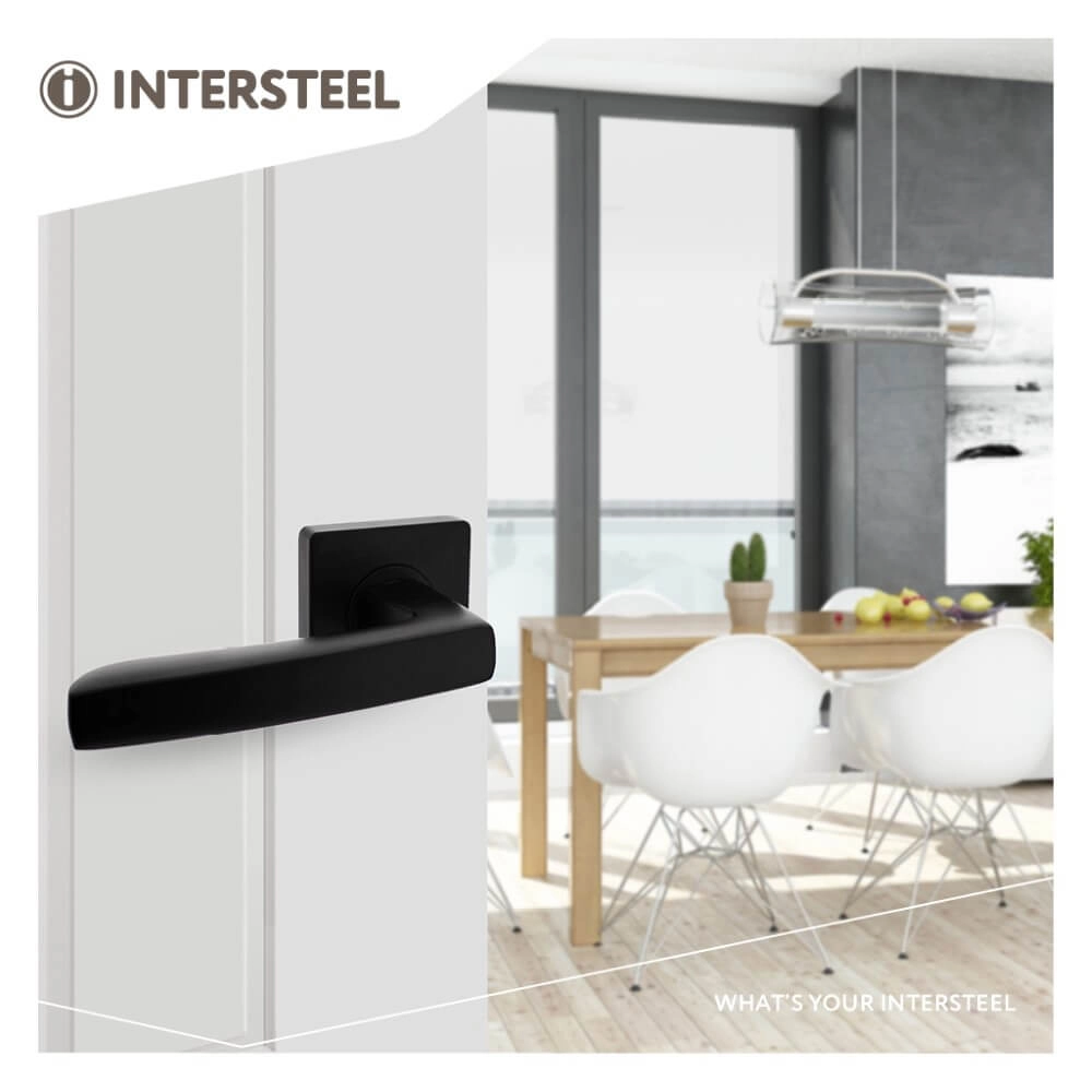Poignée de porte étanche Minos Rosace carrée noire Intersteel 8714186408704