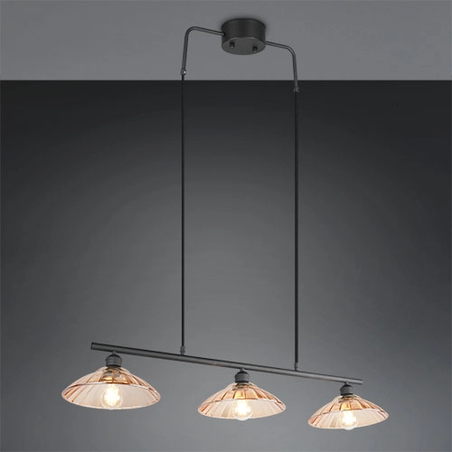 Lampe pendante classique Eluna Noir à 3 lumières