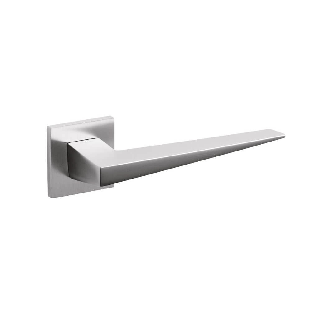 Poignée de porte design Denver sur rosace en acier inoxydable