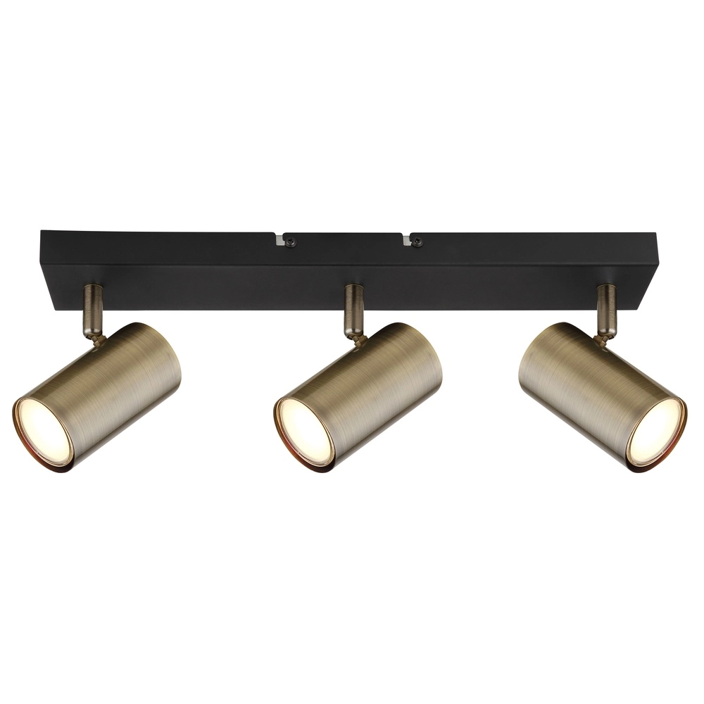 Lampe de plafond à 3 lampes Robby noir avec bronze Globo 9007371442980