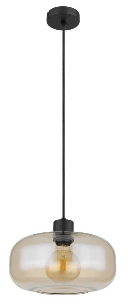 Lampe suspendue noire Giuseppe verre ambré Globo 9007371444212