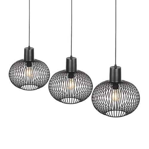 Lampe suspendue pour salle à manger Gila 3 lumières - noir Trio 4017807617573
