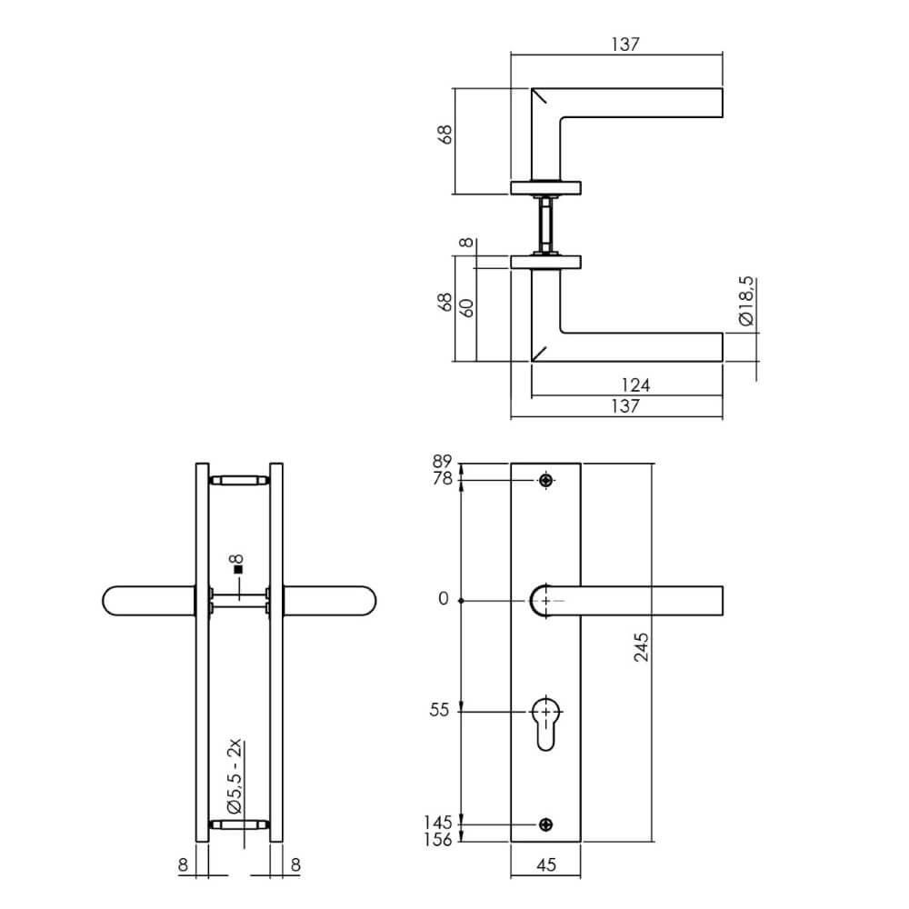 Poignée Bastian PC 55mm anthracite Intersteel 8714186555798