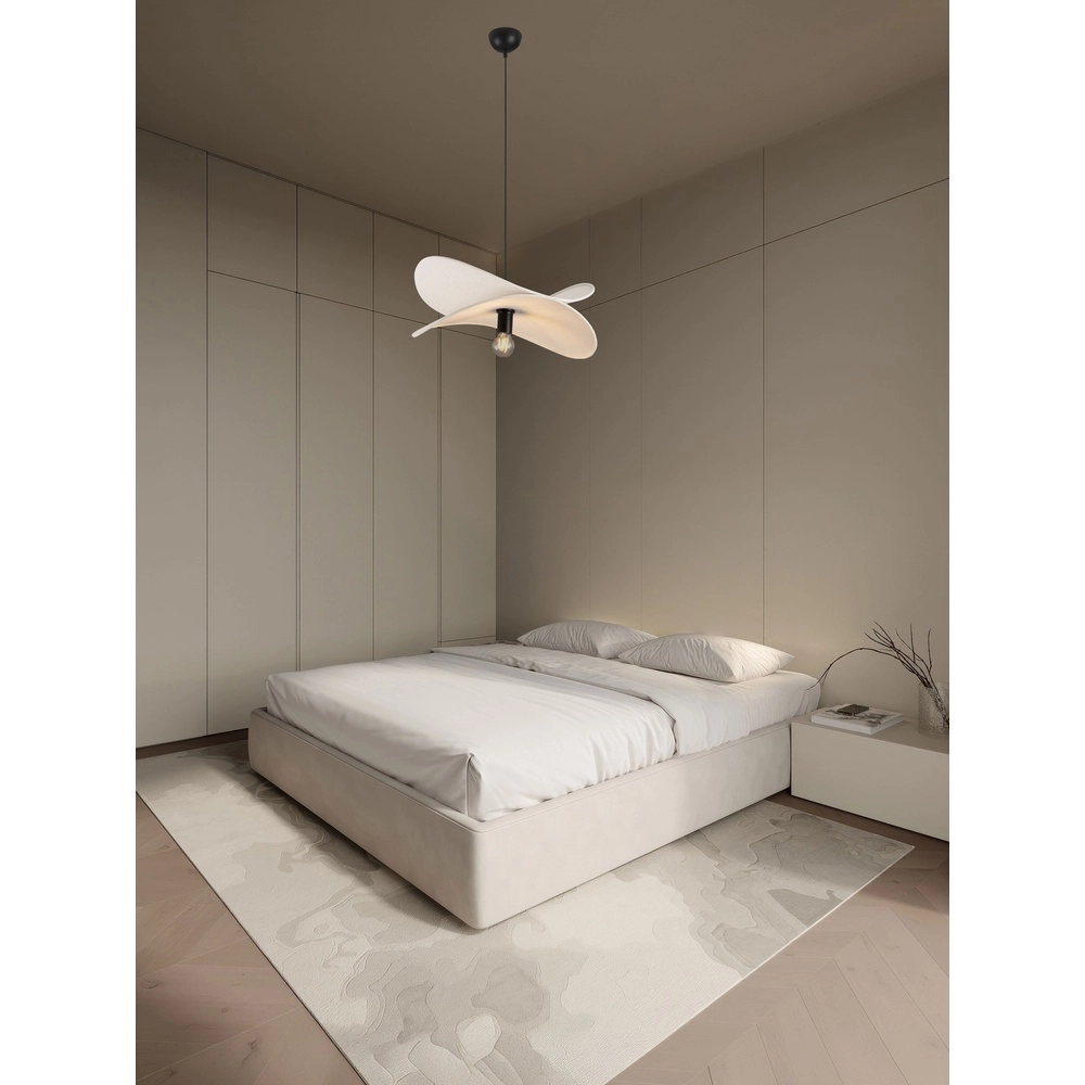 Lampe pendante moderne Luve noir avec beige