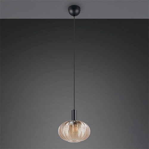 Lampe pendante classique Elvezia Verre ambré Trio 4017807677768