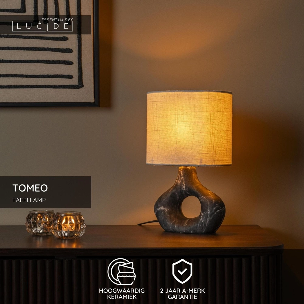 Lampe de table Tomeo Noir avec capuche blanche Lucide 5411212470287