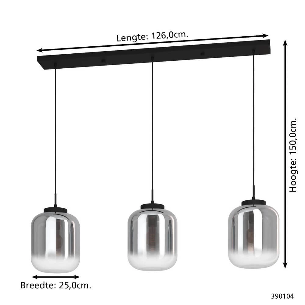 Black hanging lamp Bulciago 3-light Stars of Light 9008606229277