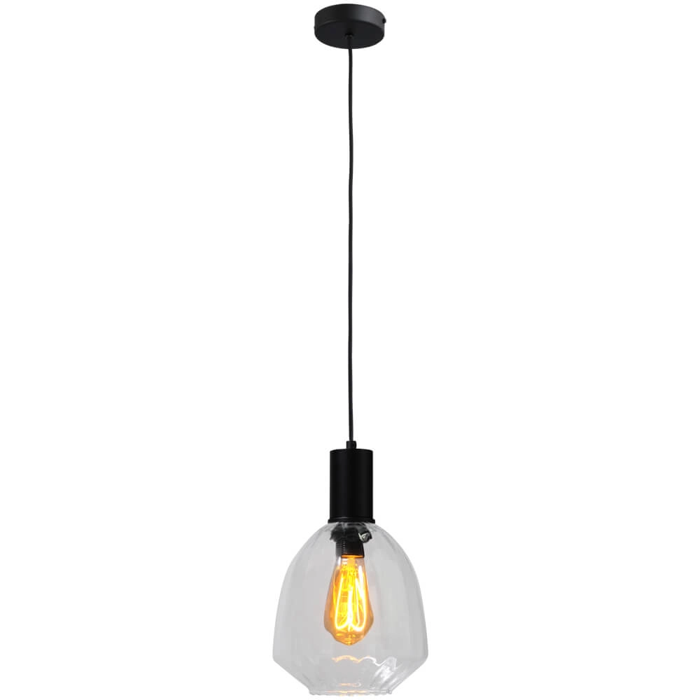 Lampe suspendue noire Porto avec verre clair Nicolette - Ø 20cm Masterlight 8718121269368