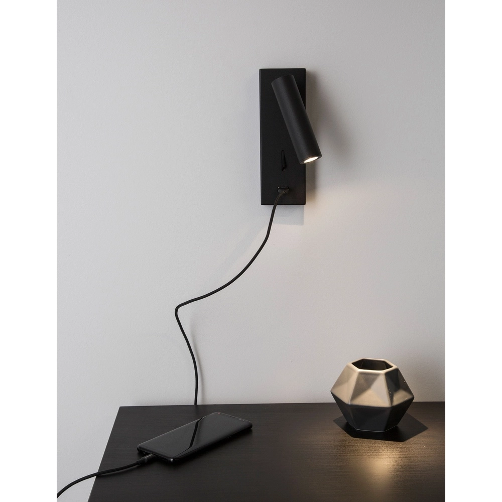 Lampe de chevet Fuse Noir avec USB Lyora 5212017423719