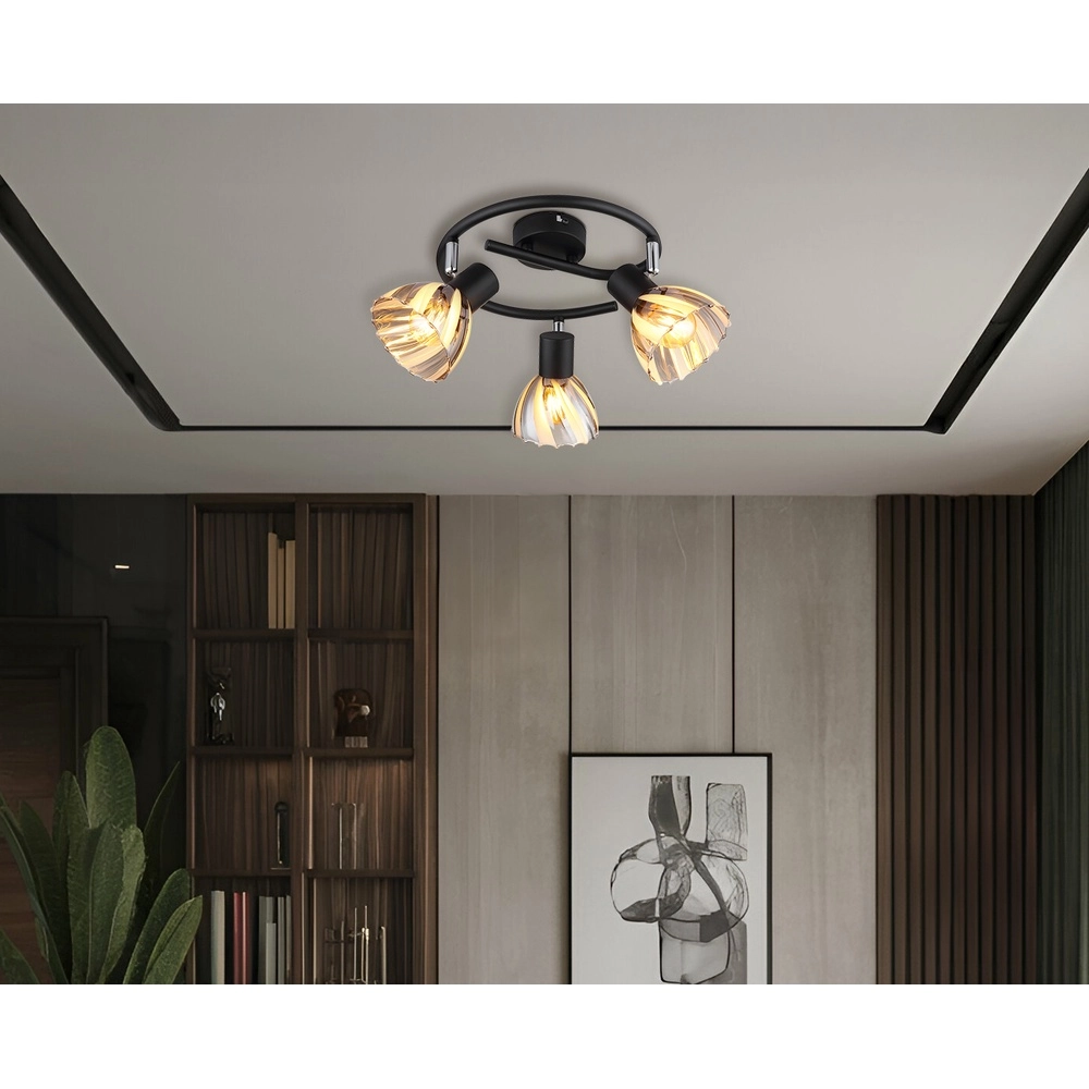 Lampe de plafond à 3 lampes Zachery Noir Globo 9007371525508