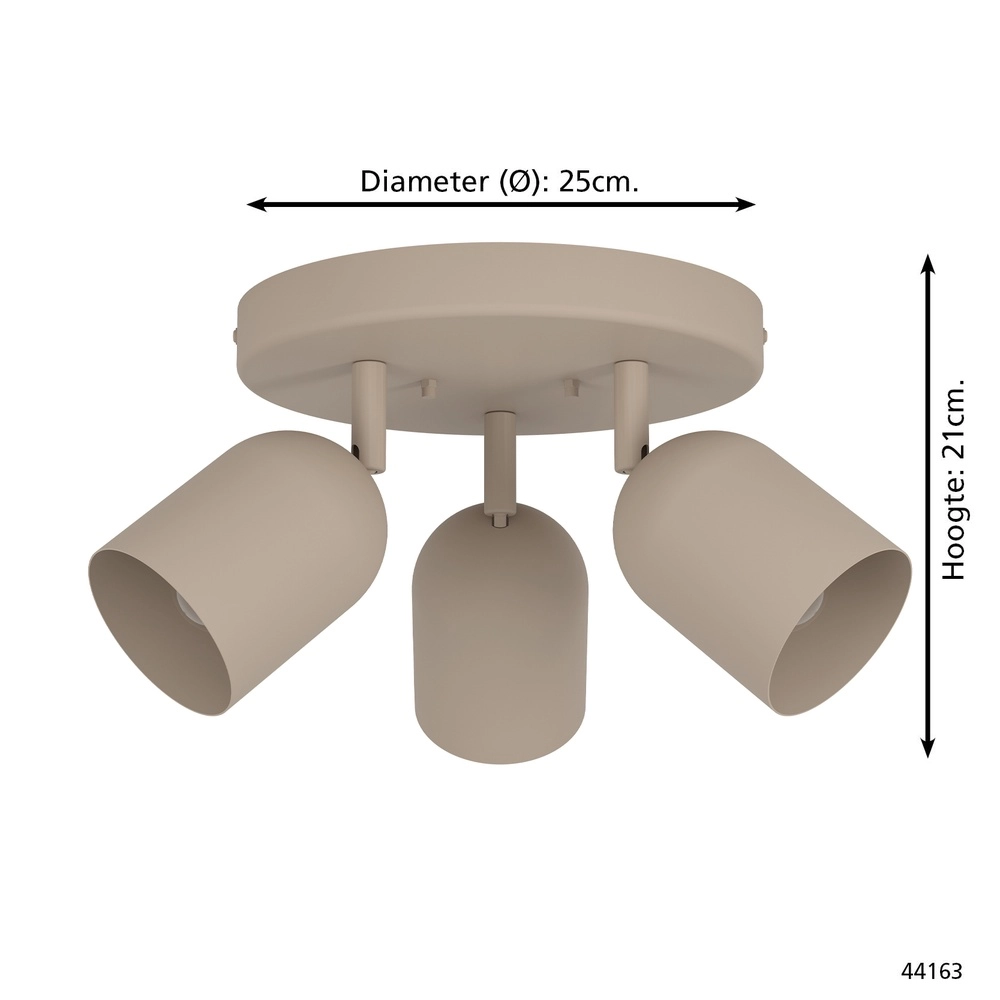 Spot de plafond design Tilston 3-brun sable clair Eglo 9008606359738