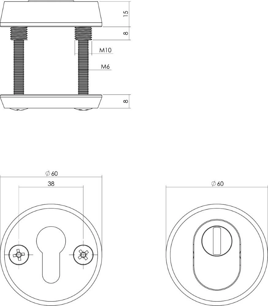 Rosace de sécurité Salus Protection contre la traction à noyau rond en aluminium noir Intersteel 8714186492017