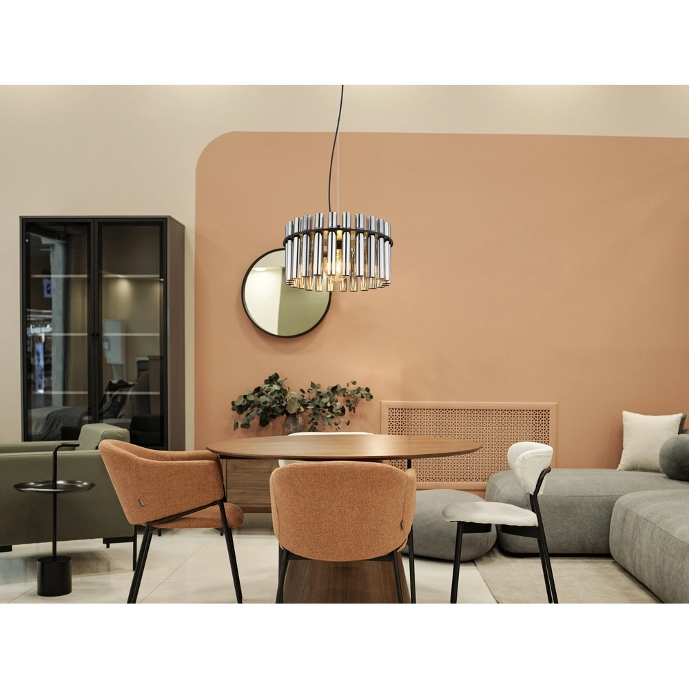 Lampe suspendue Gorley II noir avec des tiges en verre Globo 9007371586110