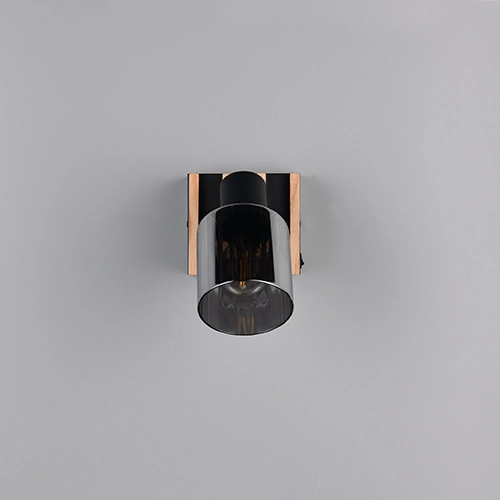 Lampe murale Travia noir avec bois Trio 4017807682588