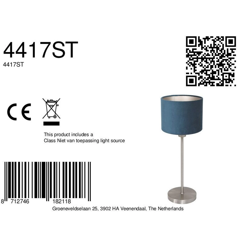 Lampe de table Noor avec capuche bleue Steinhauer 8712746182118