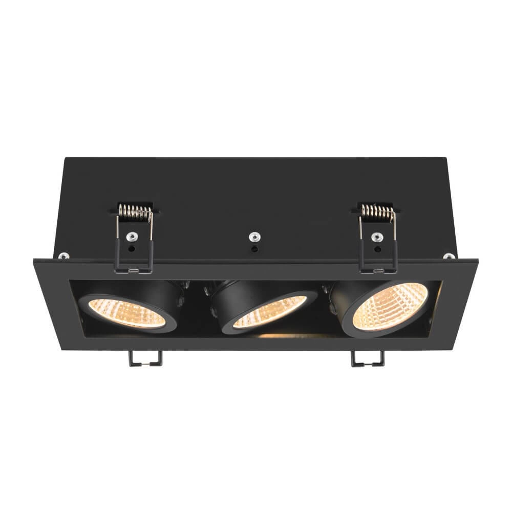 Spot LED encastrable carré Kadux Triple 3x LED - noir - 3000K