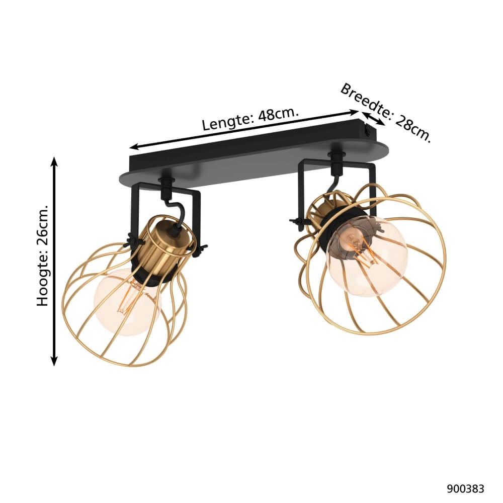 Plafonnier doré Sambatello 2x E27 Eglo 9008606243648