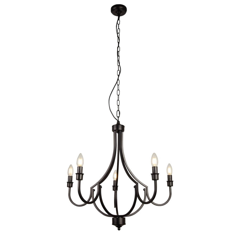 Lampe suspendue classique Lodge 5 lumières noir