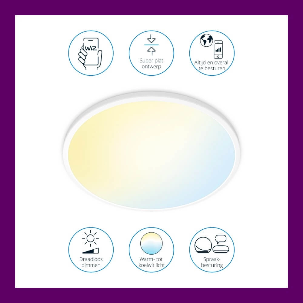 Plafonnier intelligent SuperSlim Ø 55 cm - blanc WiZ 8719514554979