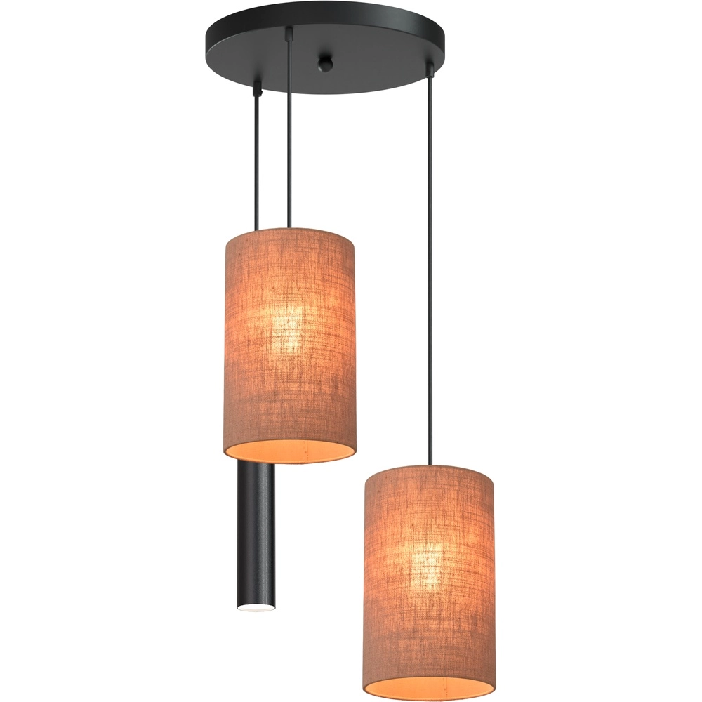 Lampe suspendue à 5 lumières Lisbourg Noir avec capuche beige beige