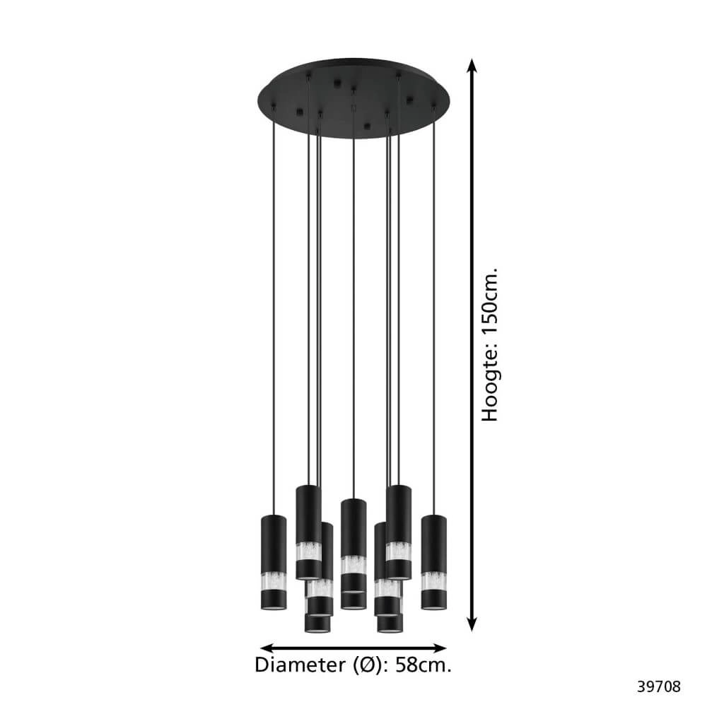 Lampe suspendue ronde Bernabeta noir 10 lumières Stars of Light 9002759397081