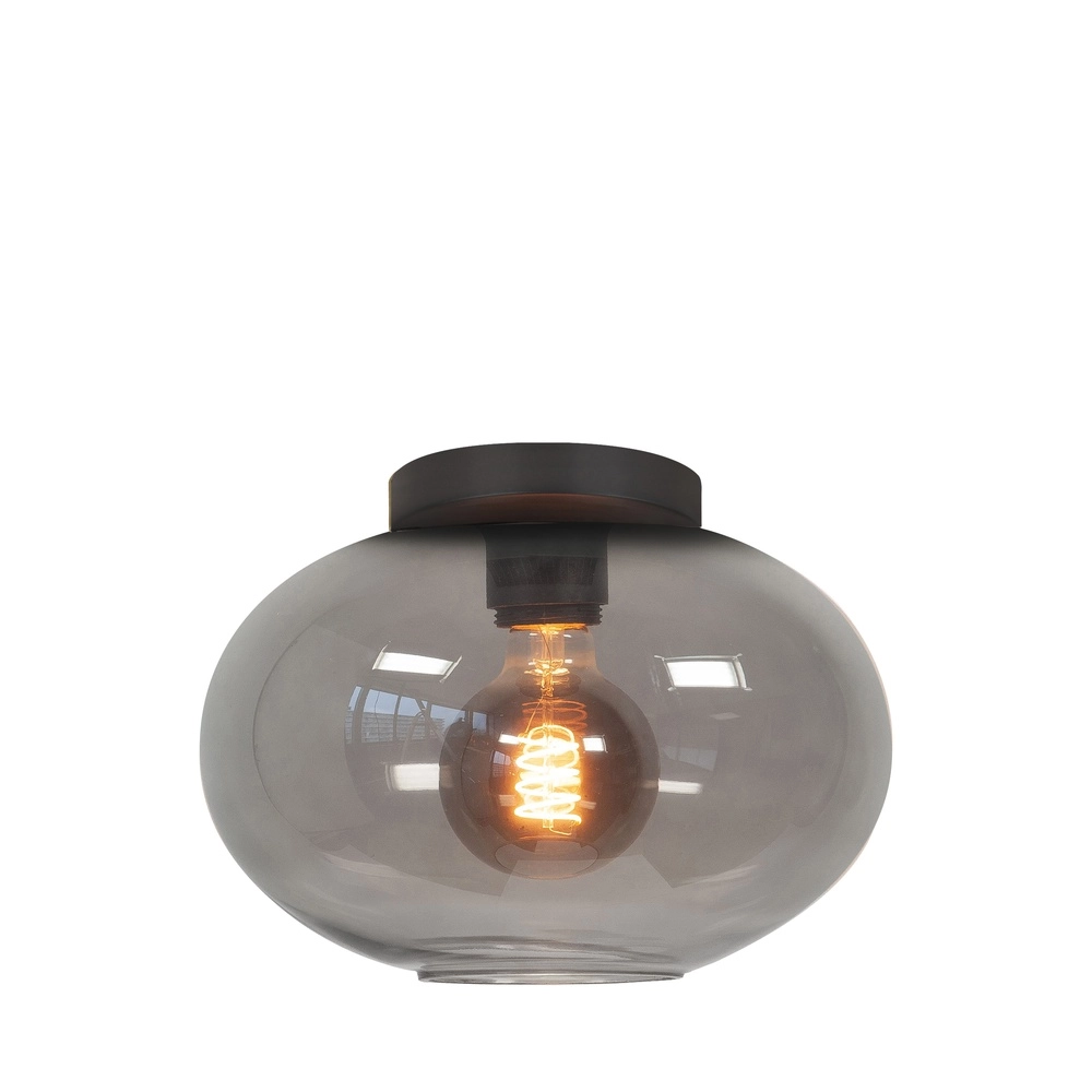 Plafonnier Bellini noir avec verre fumé Ø 26cm Plafonnier Bellini noir avec verre fumé Ø 26cm