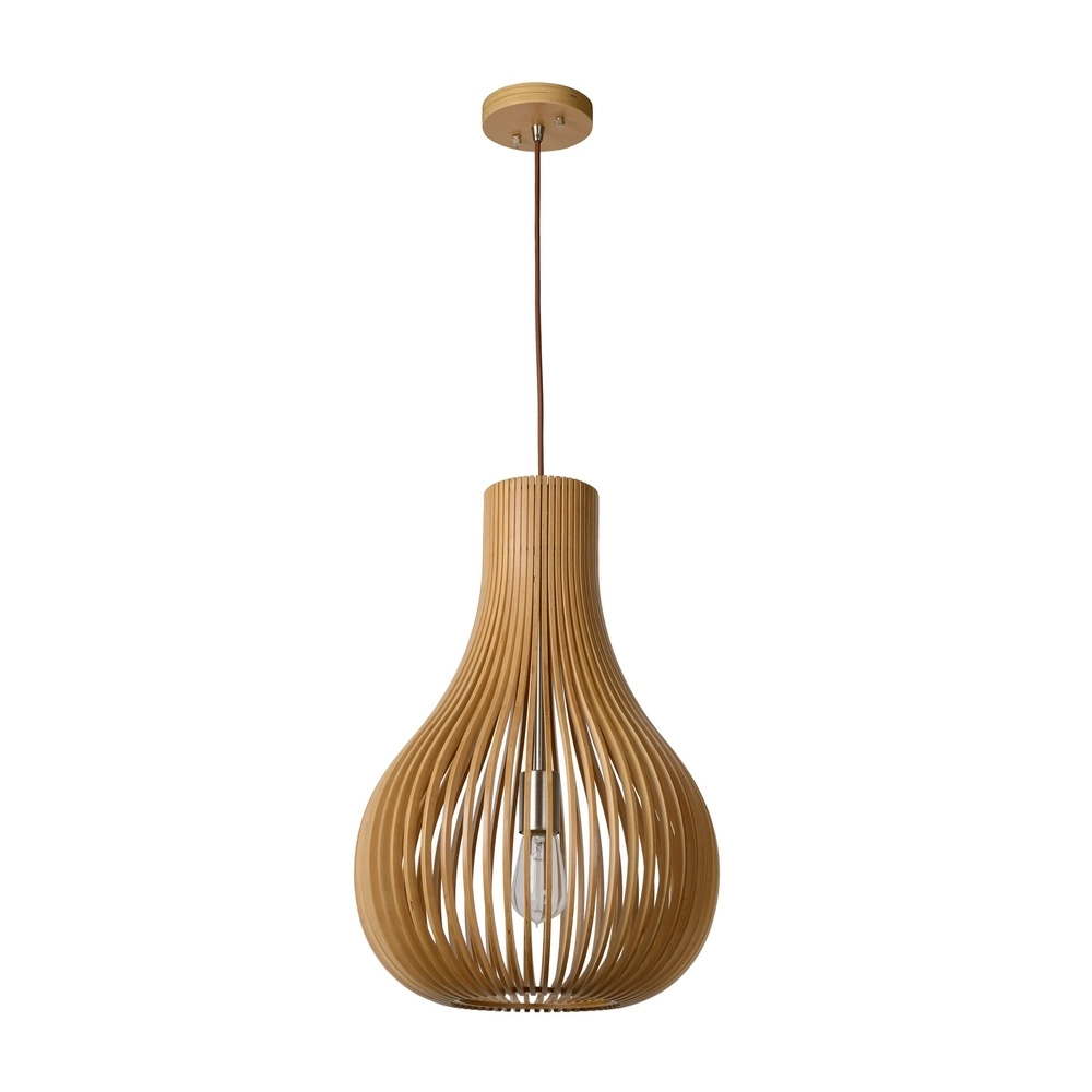 Lampe pendante unique Bodo Ø bois de 38 cm