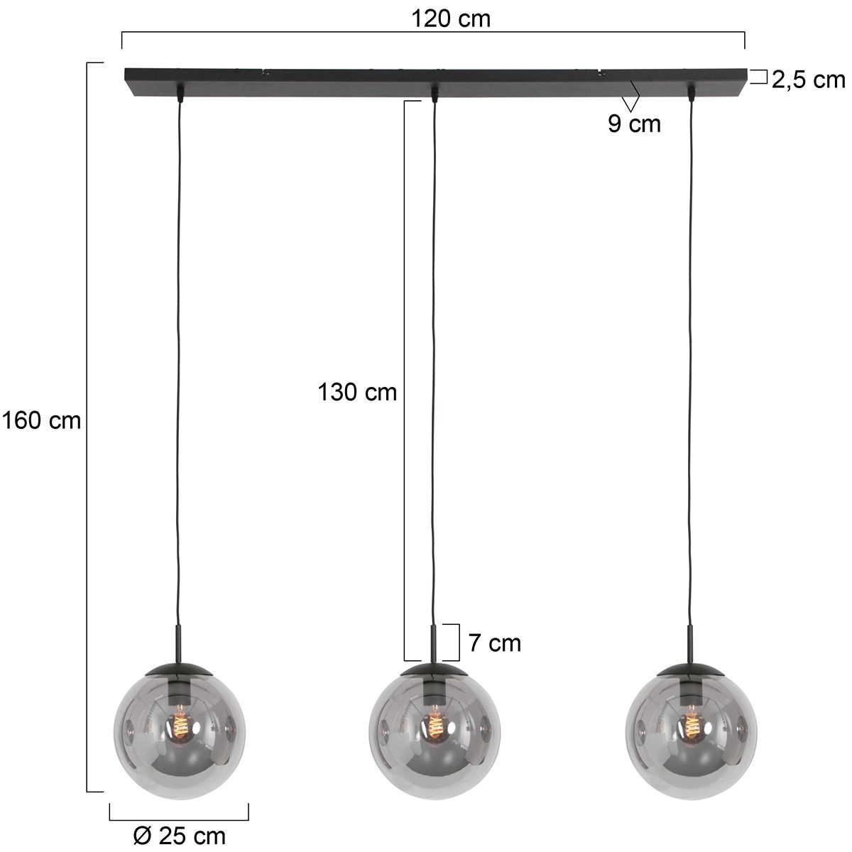 Lampe de table à manger rurale Bollique 3 lumières Steinhauer 8712746147100