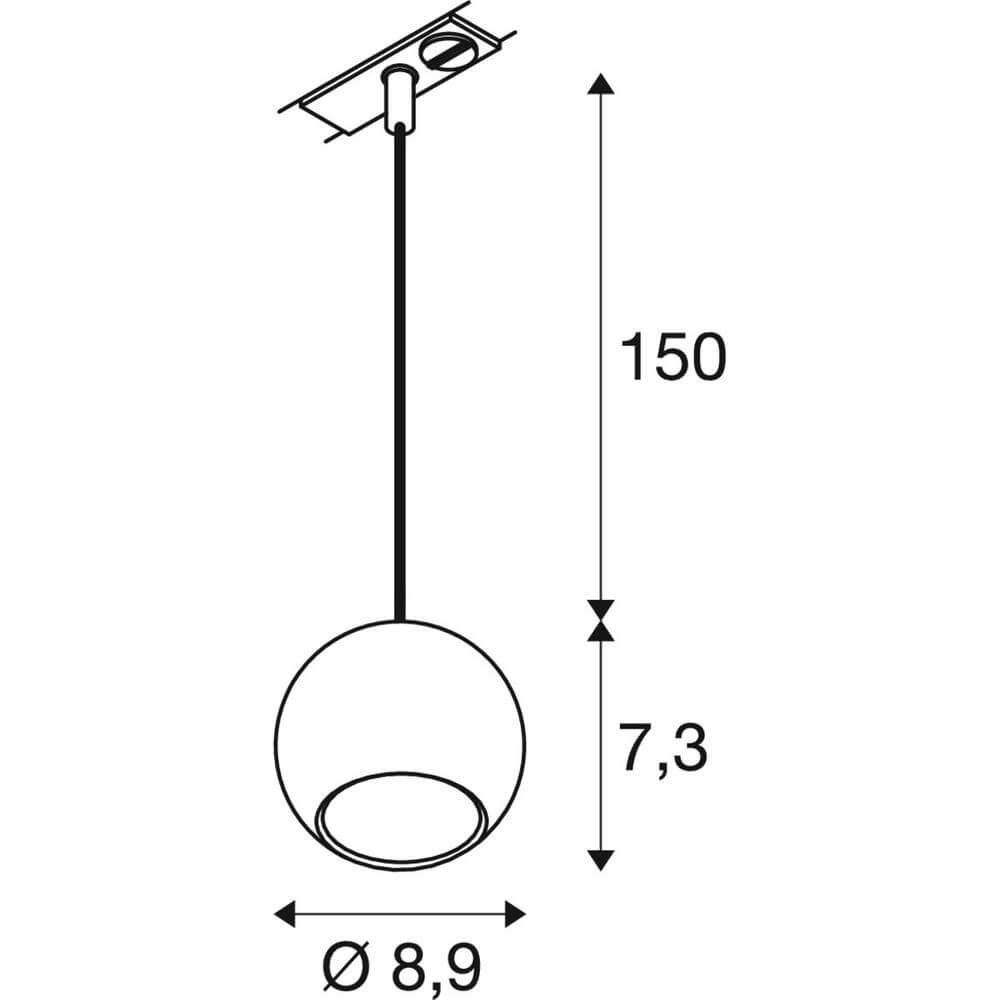 Suspension pour rail Light Eye 90 blanc 1 phase Ø 9cm SLV 4024163295574