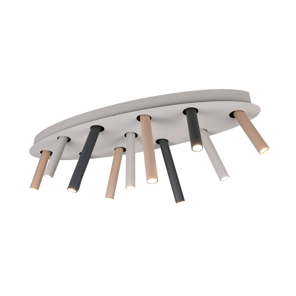 Lampe de plafond Terloa Gris avec noir et brun moka