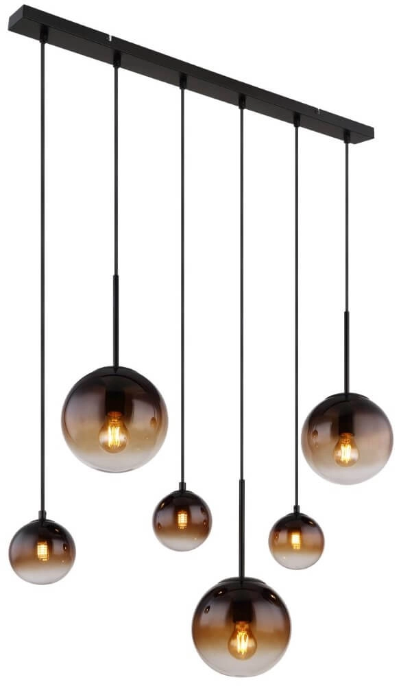 Lampe suspendue noire Hallie avec un verre unique Lampe suspendue noire Hallie avec un verre unique