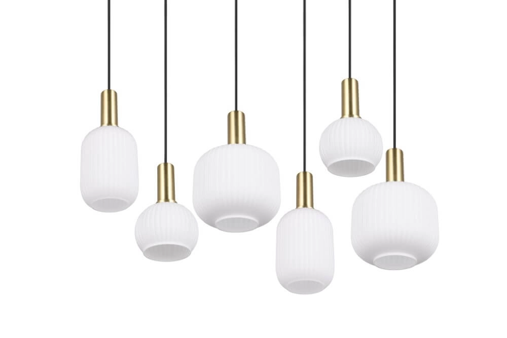 Lampe suspendue pour salle à manger Diva 6 lumières - verre blanc Trio 4017807614510