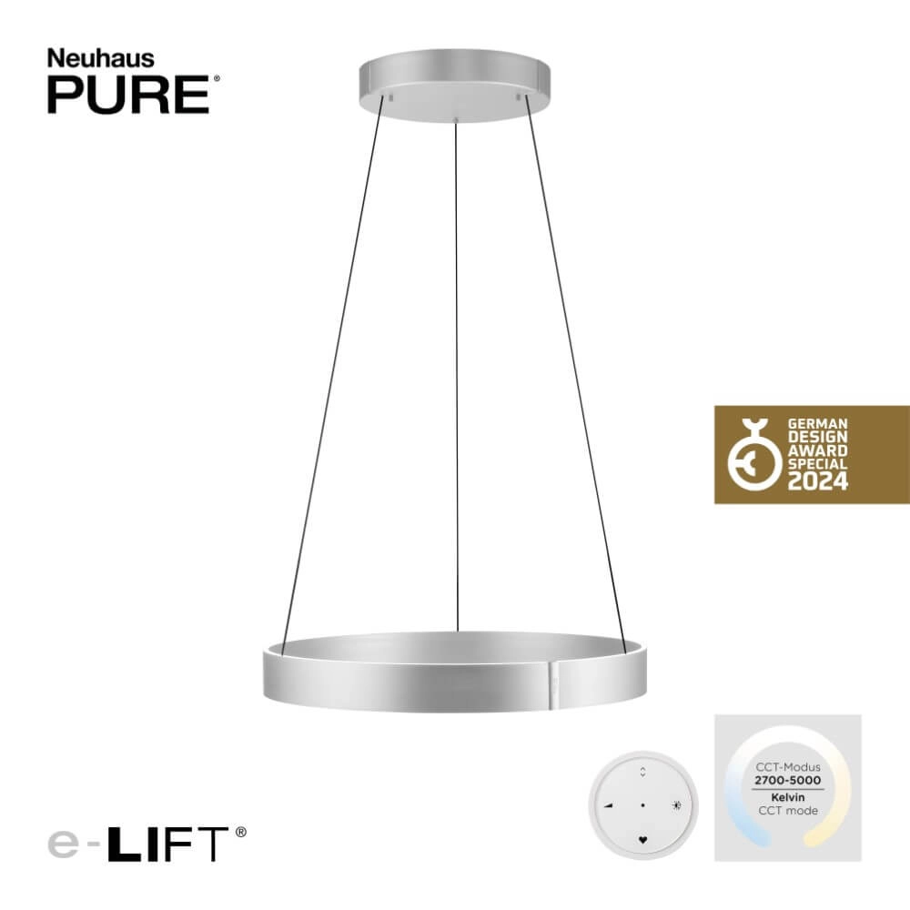 Lampe suspendue ronde Pure E-Clipse aluminium Ø 70cm Paul Neuhaus 4012248372364